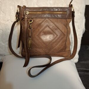 Lucky brand Baldwin Patchwork Leather Crossbody Bag In Chesnut.